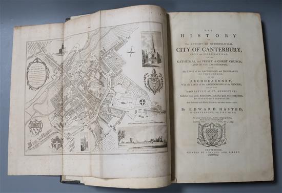 CANTERBURY: Hasted, Edward - The History of the Ancient and Metropolitical City of Canterbury ..., folio, later calf,